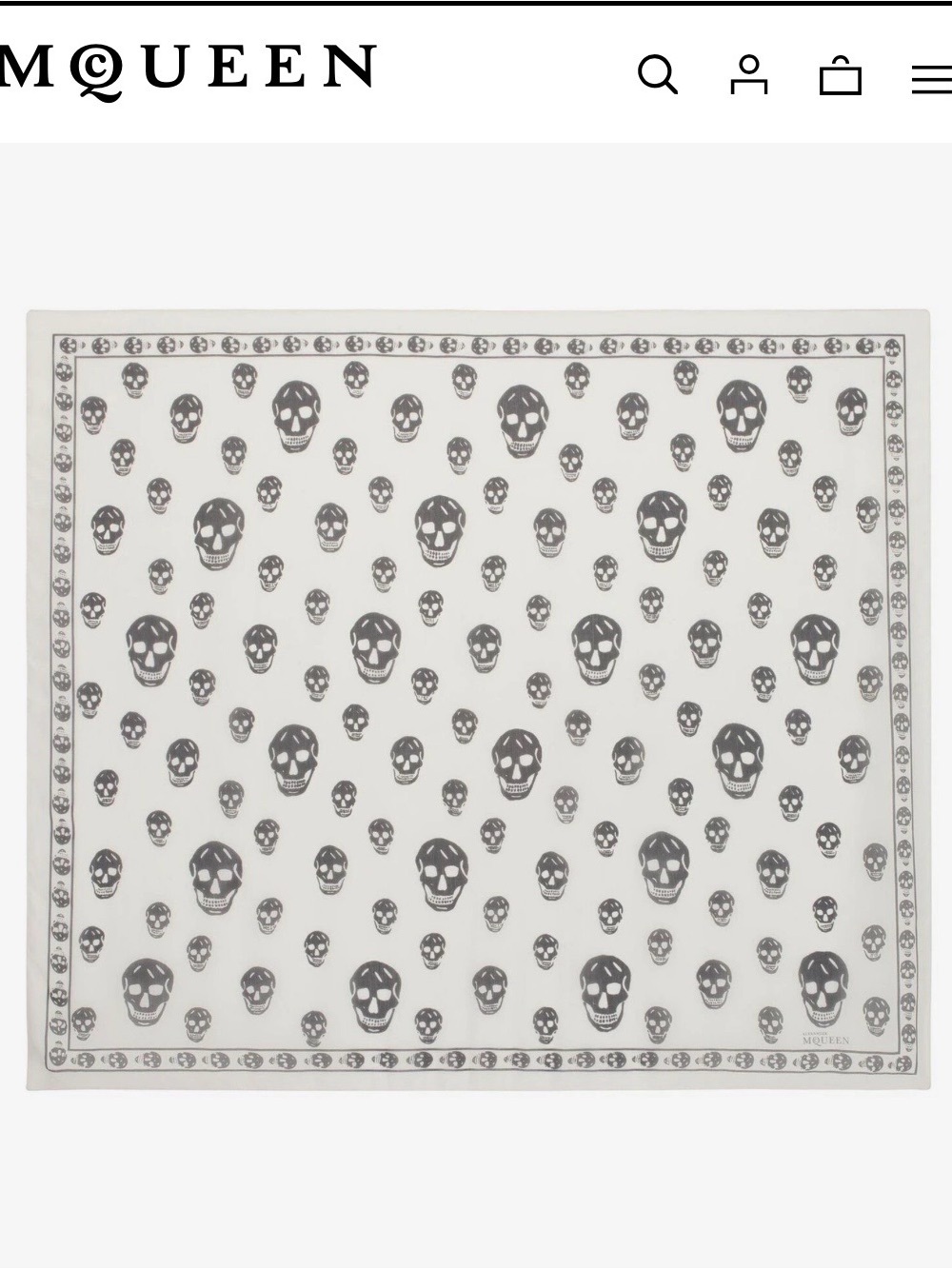 Alexander McQueen White and Blue Silk Scarf